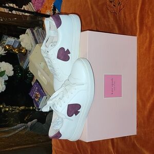 Kate Spade Purple Fez Leather Sneakers Size 6. White and Purple Laces Provided.